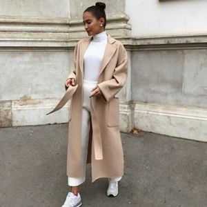 NWT ZARA patch pockets belted doubleface coat M